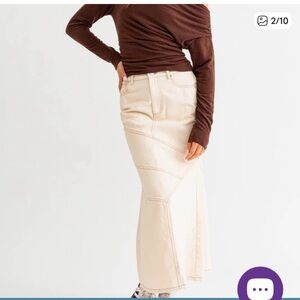 Le lis White Denim Once Upon A Time Maxi Skirt Size M